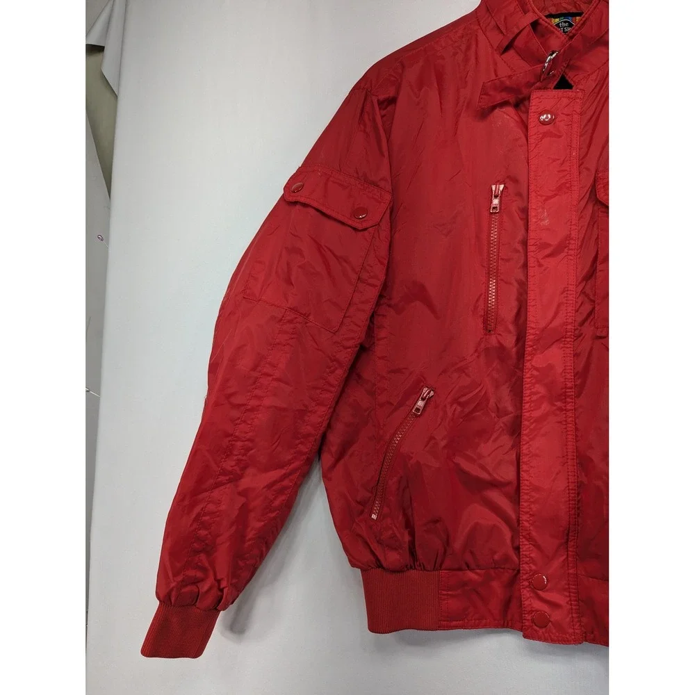 Vintage NHRA Drag Racing Bomber Jacket Red Nylon Windbreaker Mens Medium J10